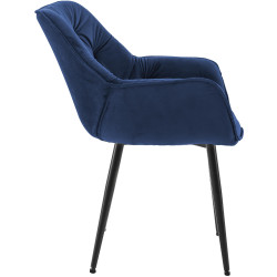 Chaise en velours Tanna bleu foncé