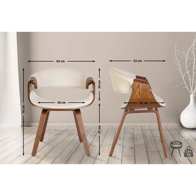Chaise de salle à manger Foley en tissu chêne crème
