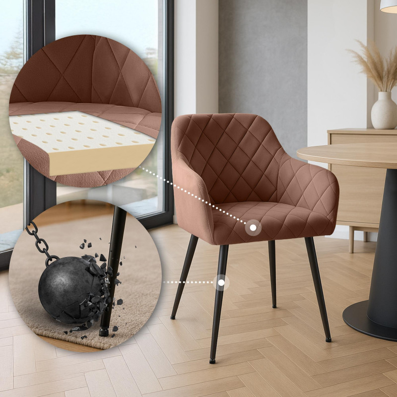 Chaise de salle à manger Monett en velours B marron