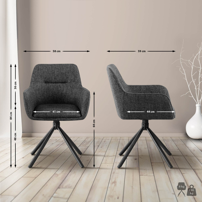 Chaise Tipton en tissu gris foncé