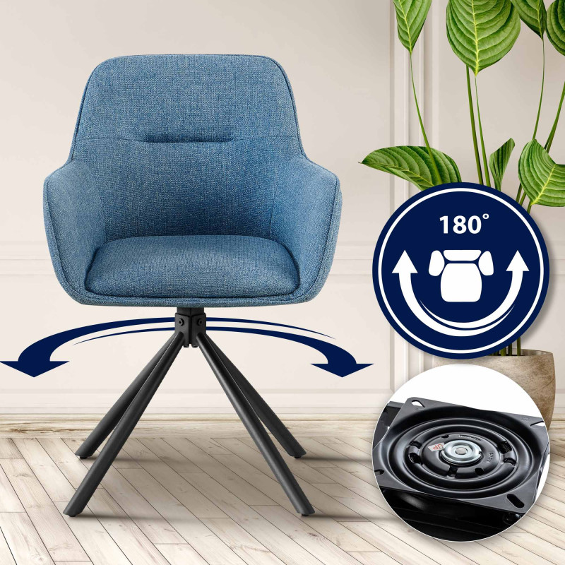 Chaise Tipton en tissu bleu