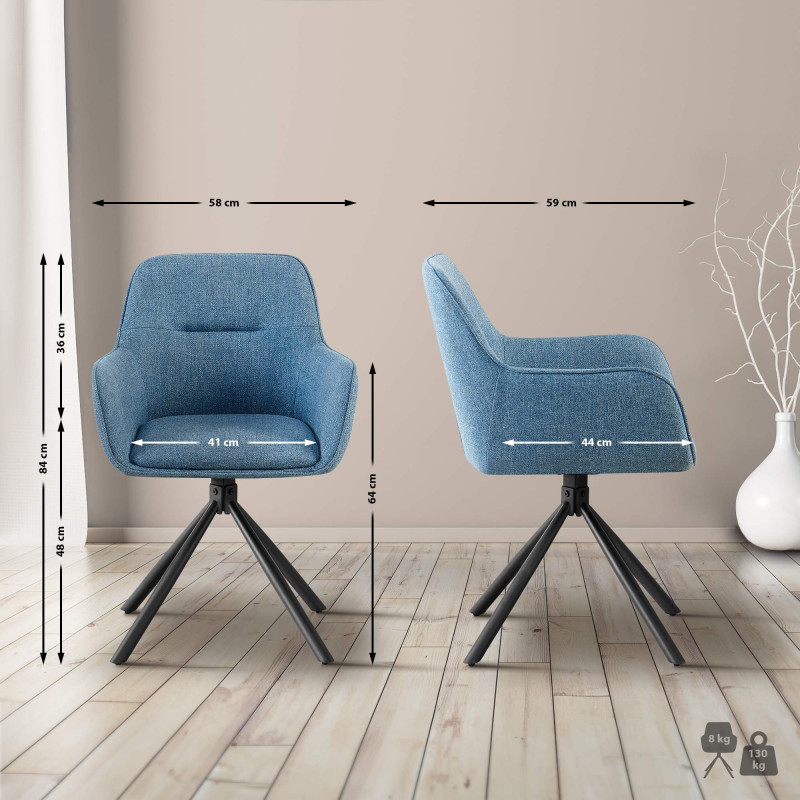Chaise Tipton en tissu bleu