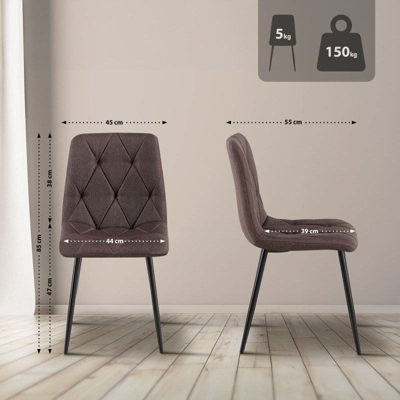 Lot de 2 chaises de salle à manger Clairton en tissu marron