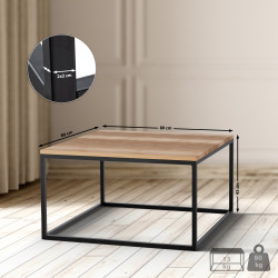 Mesa de centro Manteo, 80x80x45 cm, carvalho