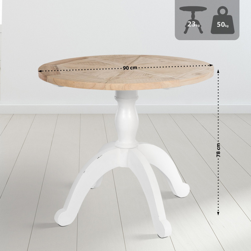 Table de salle à manger Roswell 90 cm naturel/blanc