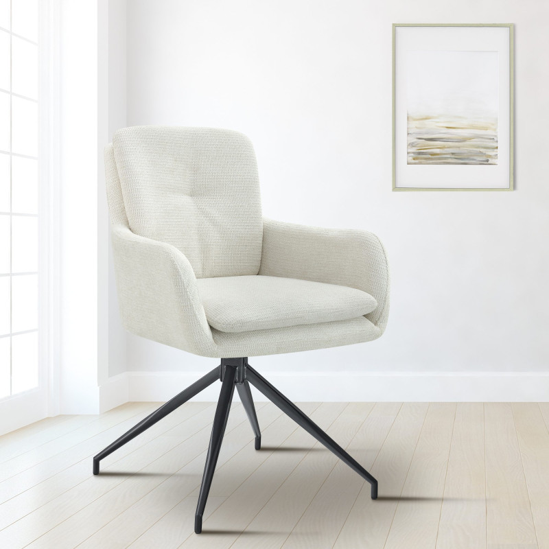 Chaise de salle à manger Pickett en tissu crème