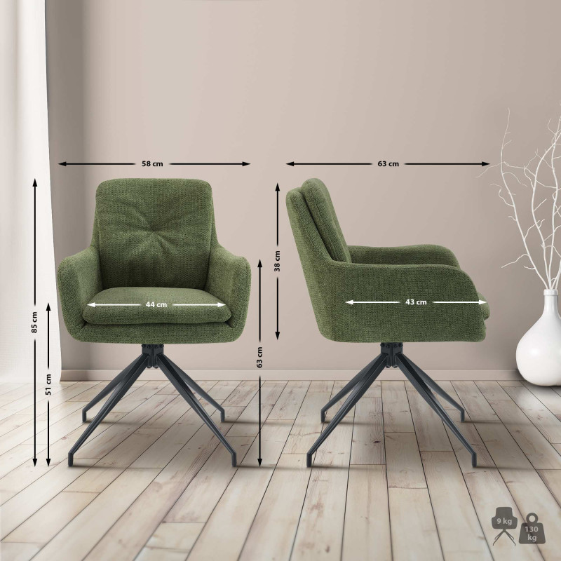 Chaise de salle à manger Pickett en tissu vert