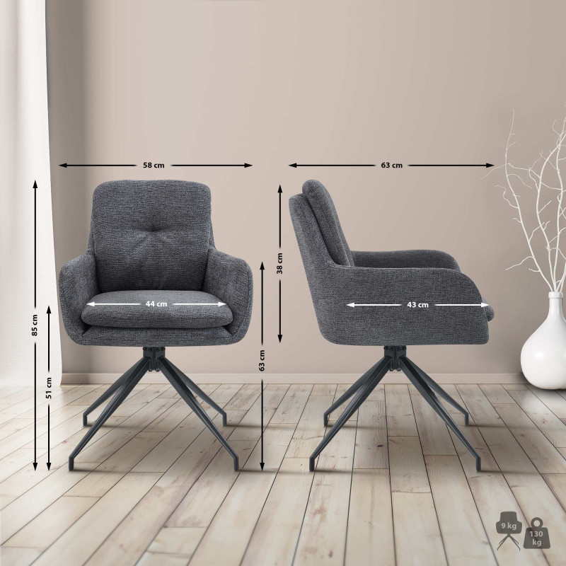 Chaise de salle à manger Pickett en tissu gris foncé