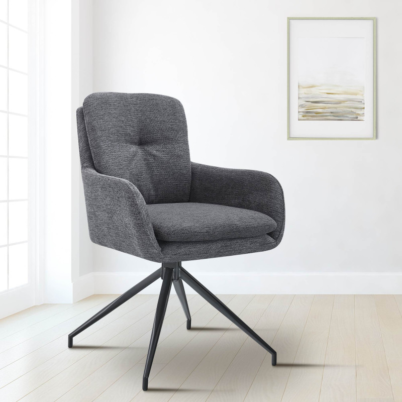 Chaise de salle à manger Pickett en tissu gris foncé