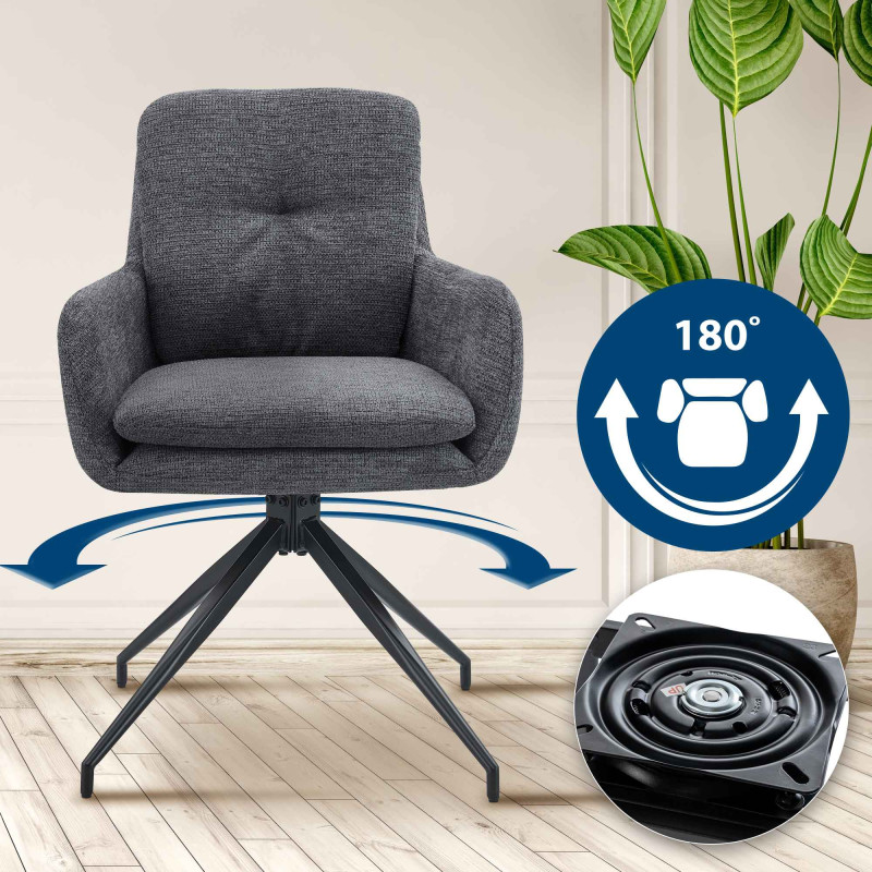 Chaise de salle à manger Pickett en tissu gris foncé