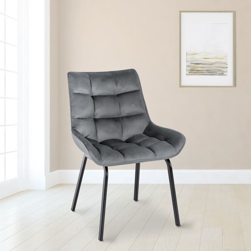 Chaise en velours Saranda gris foncé