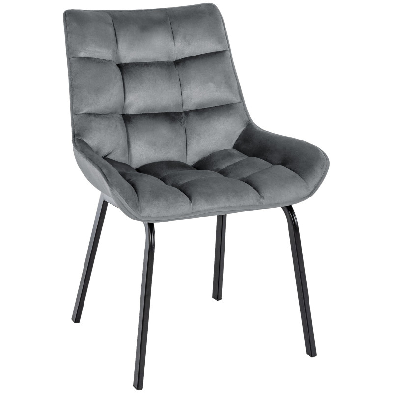 Chaise en velours Saranda gris foncé