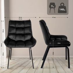 Chaise Saranda en velours noir
