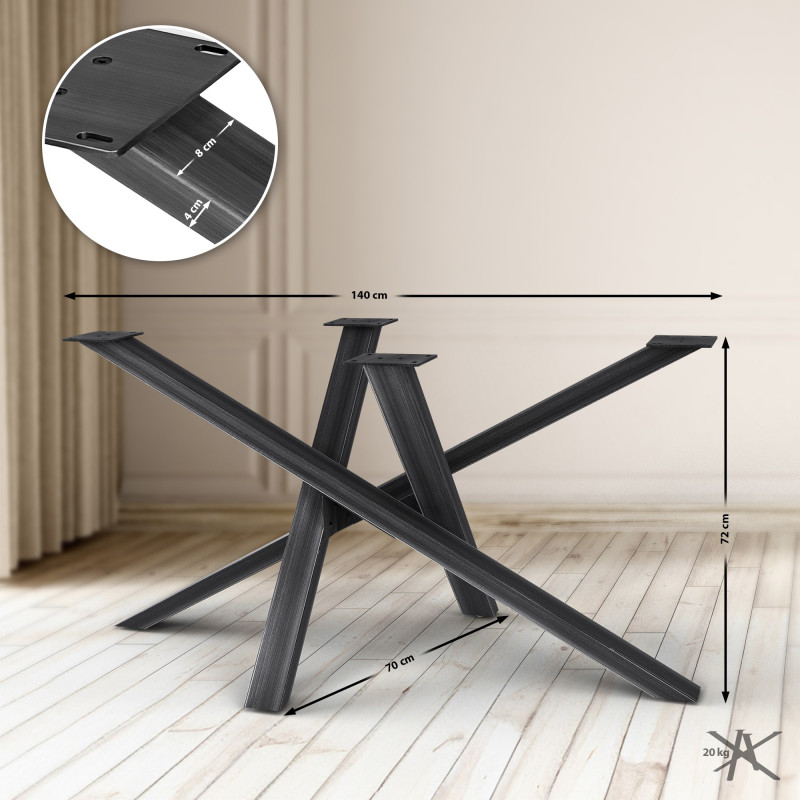 Pieds de table Finney 140x70x72 noir antique