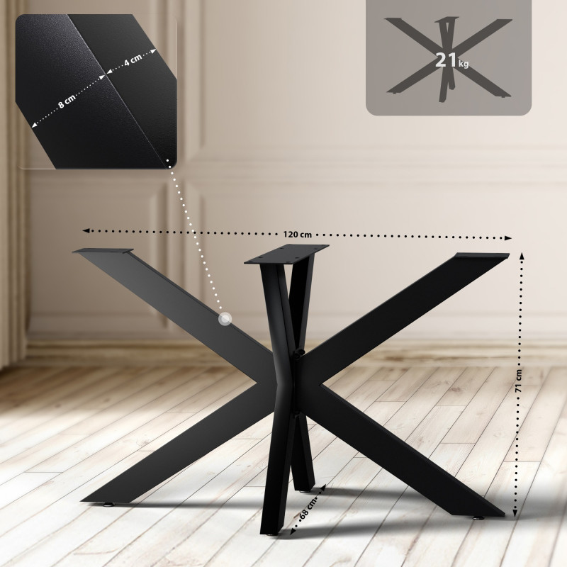 Pies de mesa Hardwick 120 x 68 x 71 cm negros