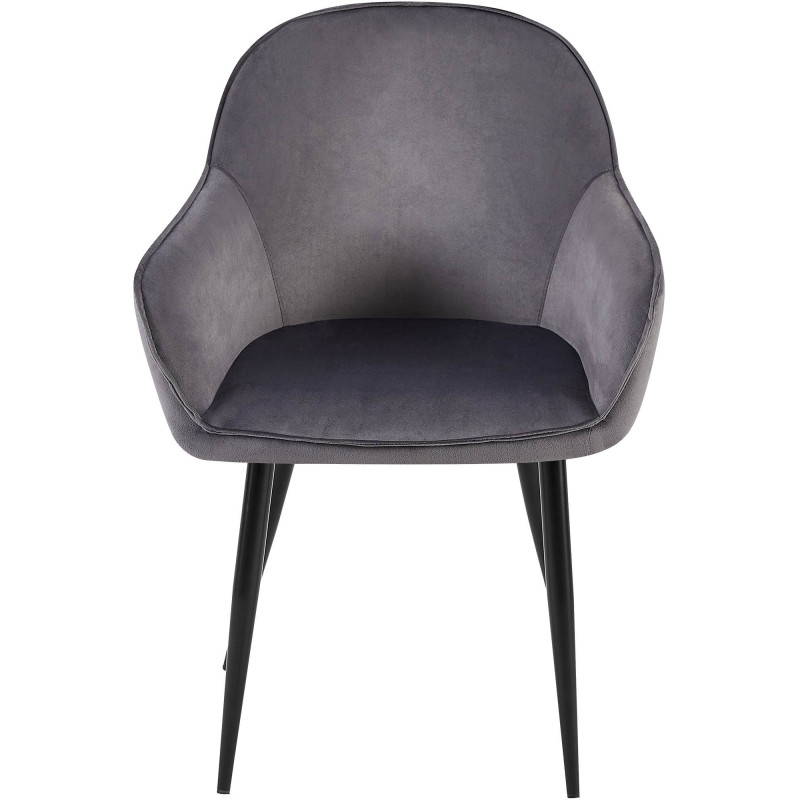 Lot de 2 chaises de salle à manger Boise en velours gris foncé
