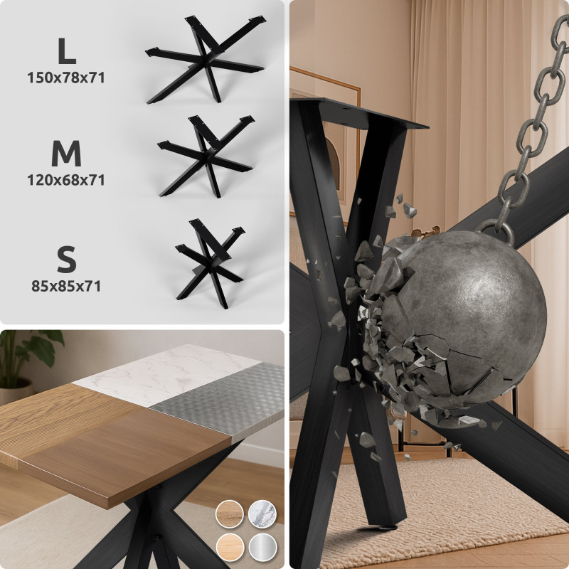 Pieds de table Hardwick 85x85x71 cm noir industriel