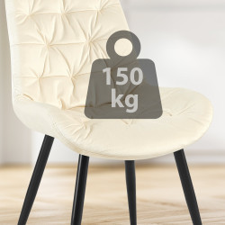 Chaise de salle à manger en velours crème Rossford