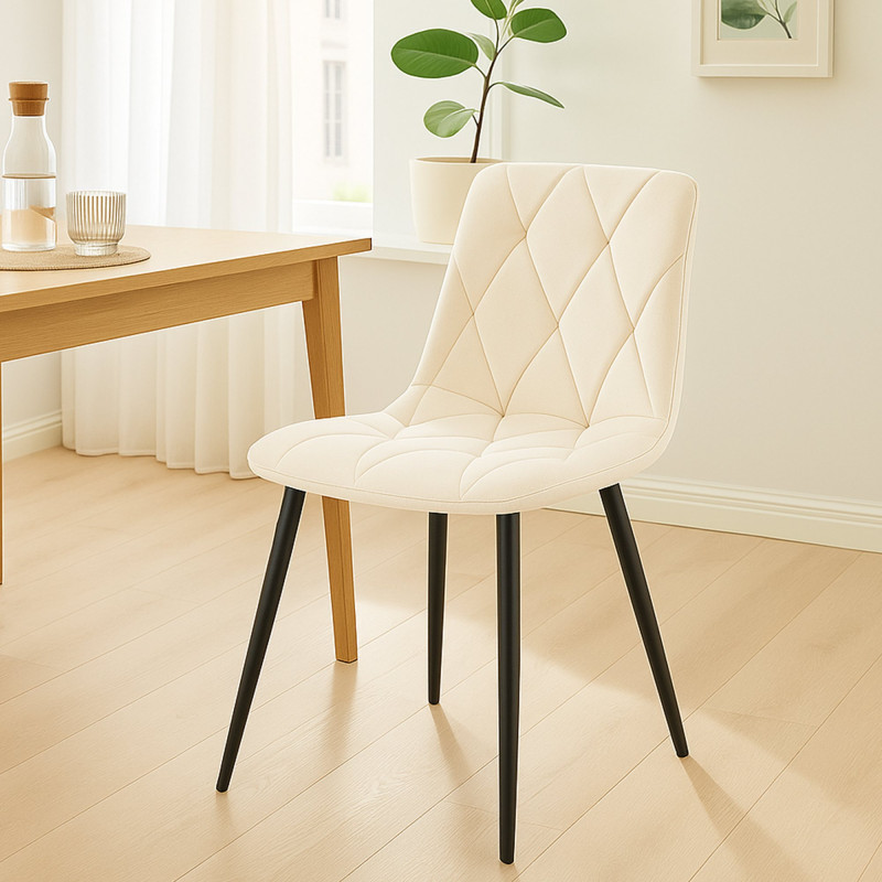 Chaise de salle à manger Clairton en velours crème