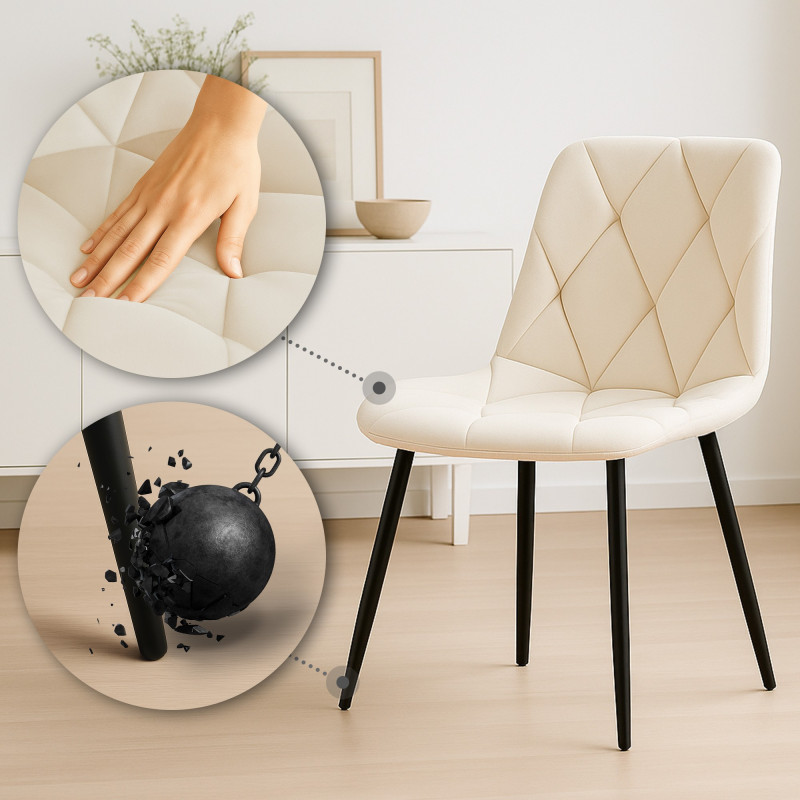 Chaise de salle à manger Clairton en velours crème