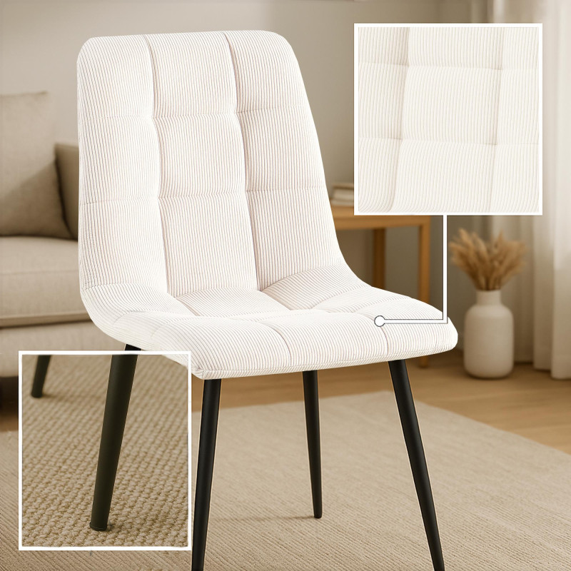 Chaise de salle à manger Antibes Cord crème