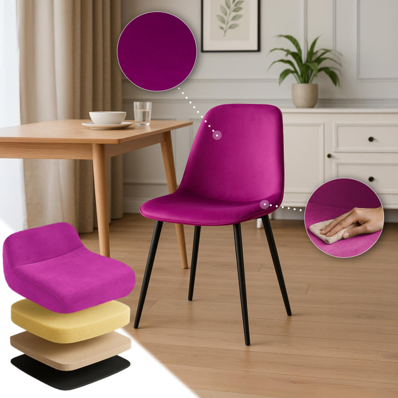 Chaise de salle à manger Maryam en velours violet