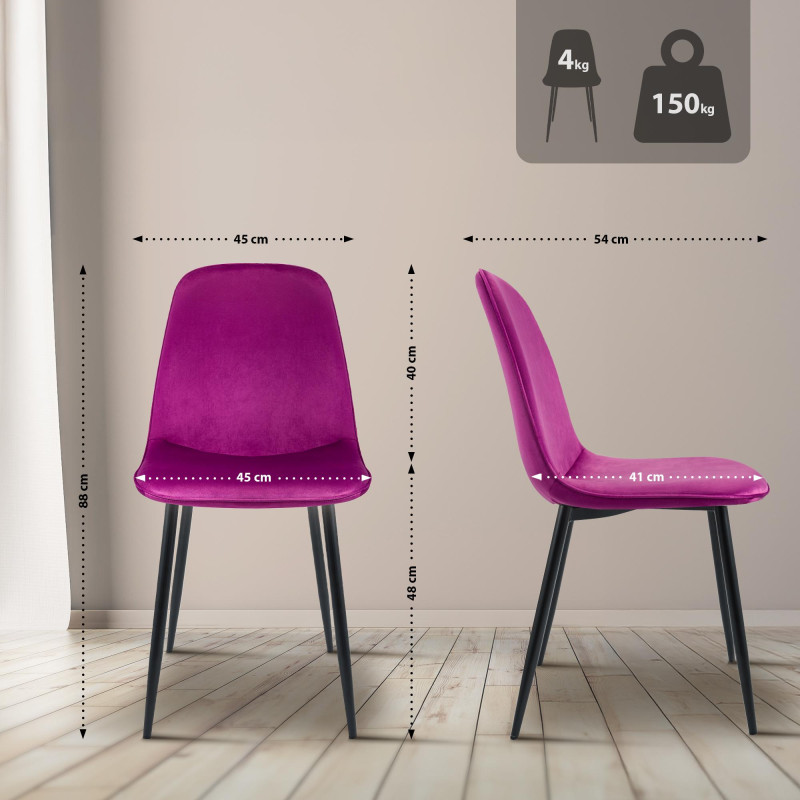 Chaise de salle à manger Maryam en velours violet