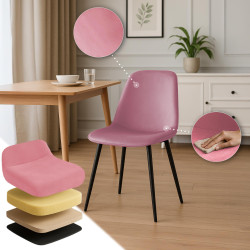 Chaise de salle à manger Maryam en velours rose