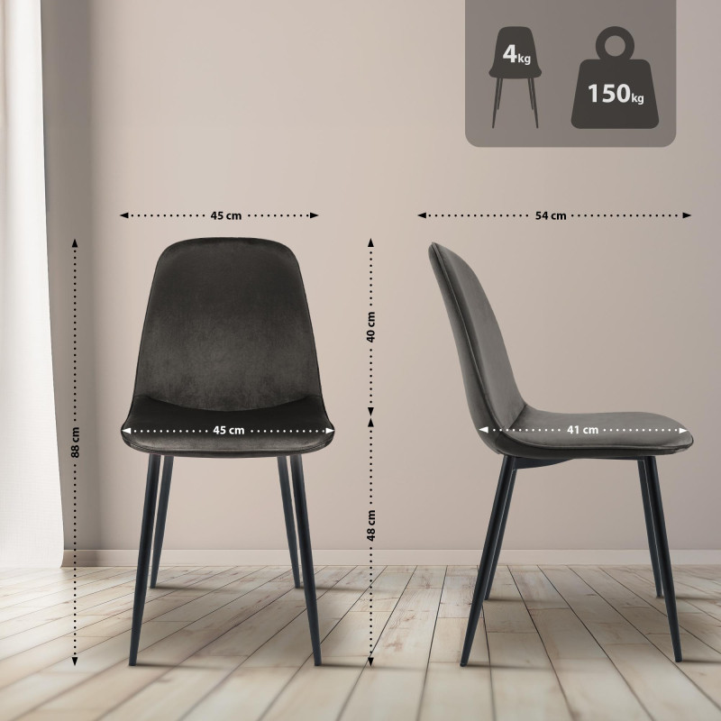 Silla de comedor Maryam terciopelo antracita
