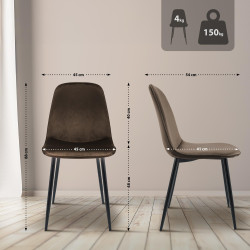 Silla de comedor Maryam de terciopelo marrón
