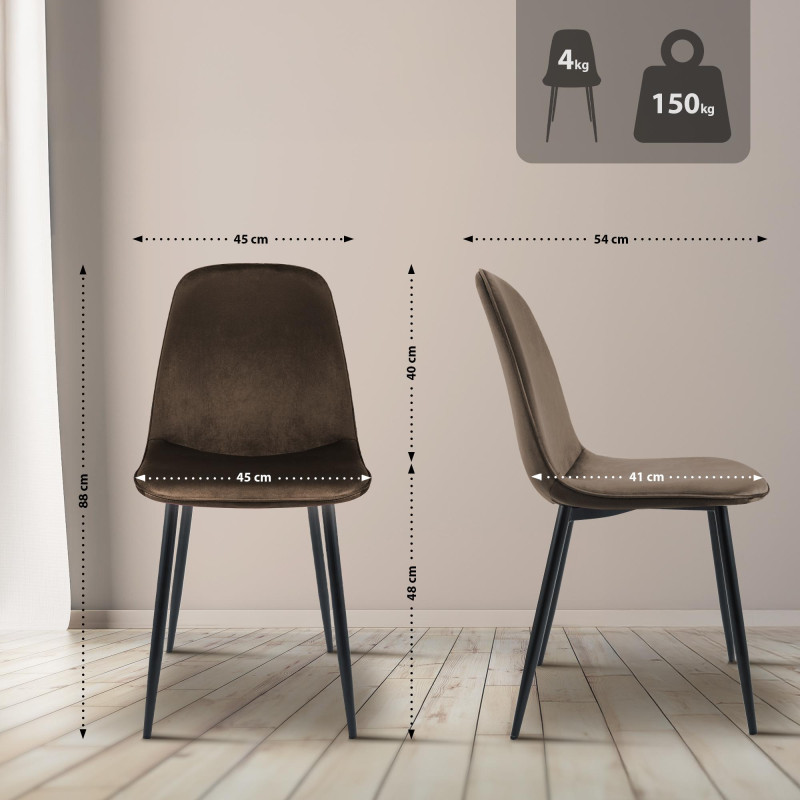 Silla de comedor Maryam de terciopelo marrón
