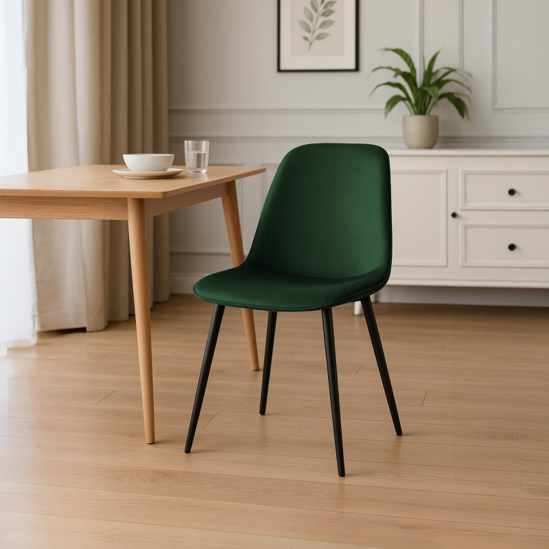 Silla de comedor Maryam de terciopelo verde
