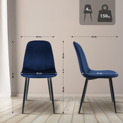 Silla de comedor Maryam de terciopelo azul oscuro

