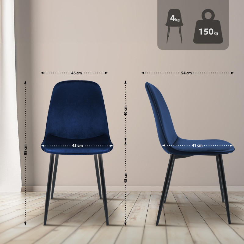 Silla de comedor Maryam de terciopelo azul oscuro
