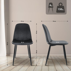 Silla de comedor Maryam de terciopelo gris oscuro
