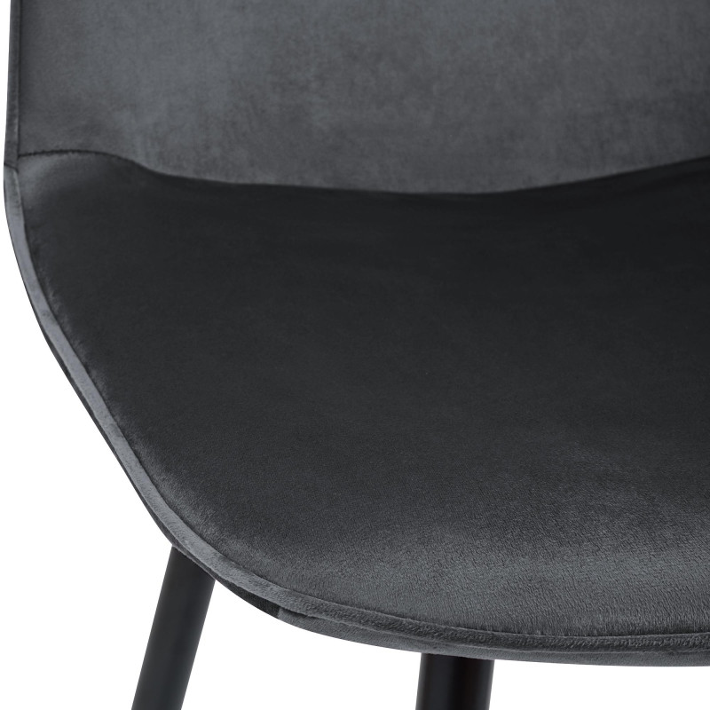 Silla de comedor Maryam de terciopelo gris oscuro
