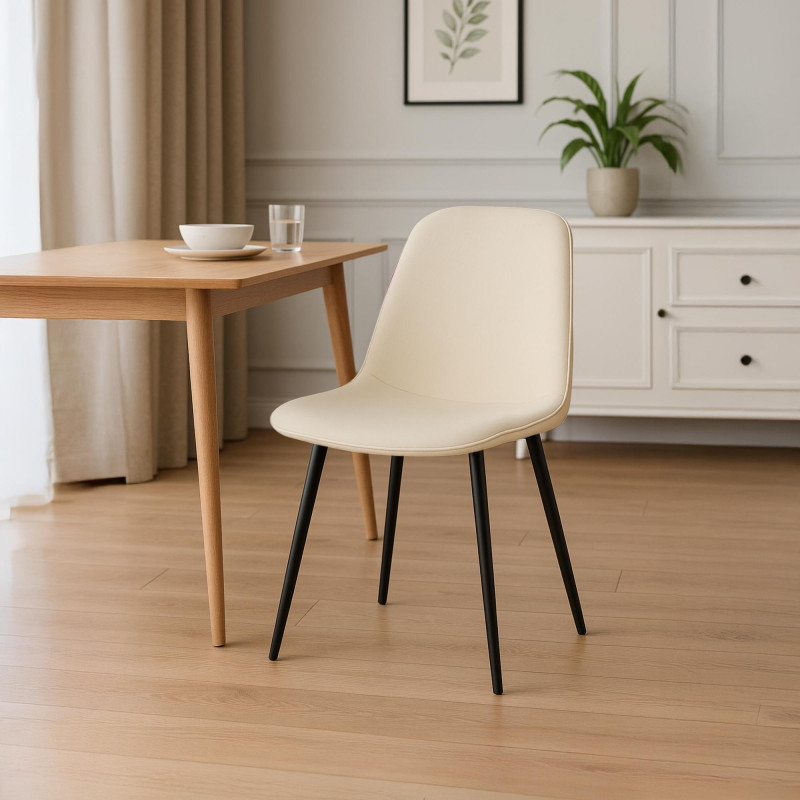Chaise de salle à manger Maryam velours crème