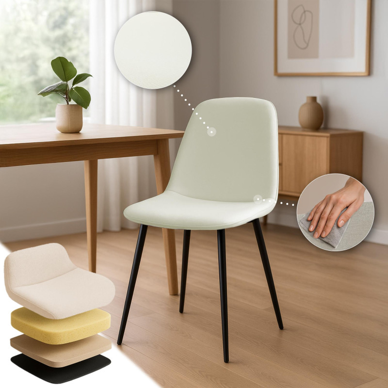 Chaise de salle à manger Maryam en tissu crème
