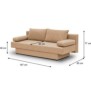 Banquette convertible 3 places Pyry - Tissu beige /sable L 187 x P 85 cm