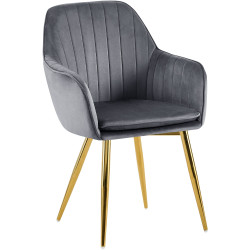 Silla de comedor Cheryl terciopelo dorado gris oscuro
