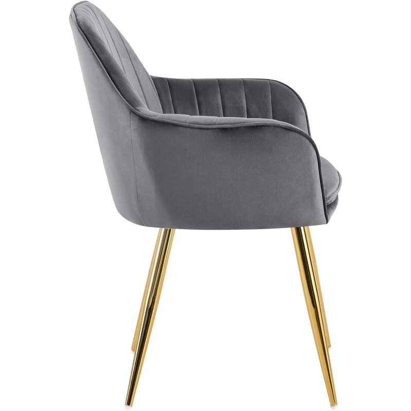 Silla de comedor Cheryl terciopelo dorado gris oscuro

