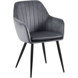 Silla de comedor Cheryl de terciopelo negro gris oscuro
