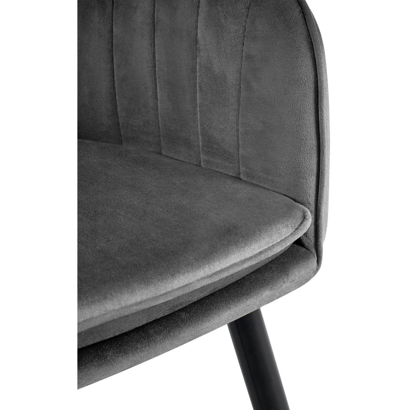 Silla de comedor Cheryl de terciopelo negro gris oscuro
