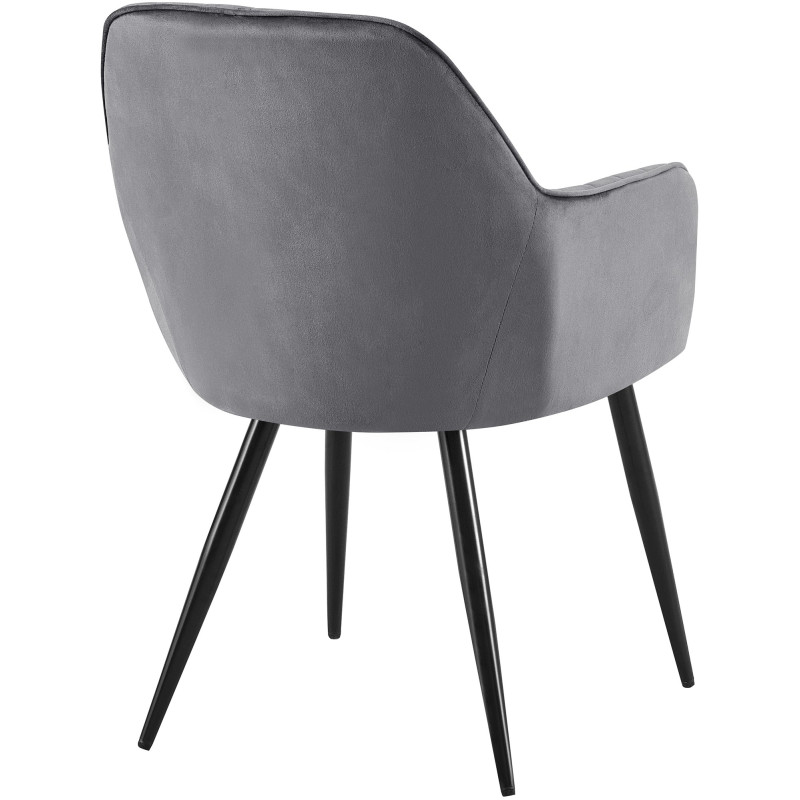Silla de comedor Cheryl de terciopelo negro gris oscuro
