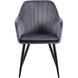 Silla de comedor Cheryl de terciopelo negro gris oscuro
