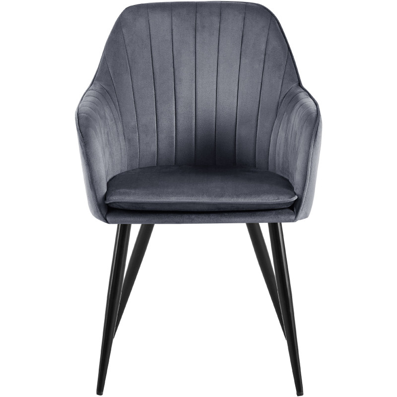 Silla de comedor Cheryl de terciopelo negro gris oscuro
