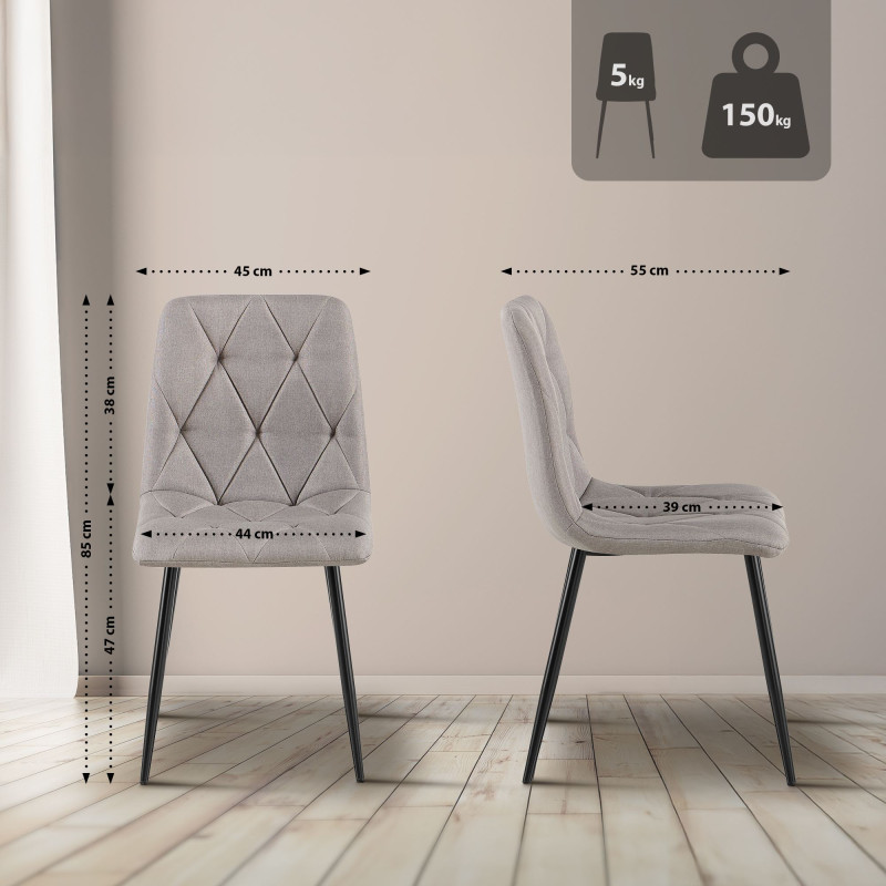 Chaise de salle à manger Clairton en tissu gris clair
