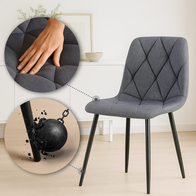 Silla de comedor Clairton de tela gris oscuro
