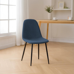Silla de comedor Napier de tela azul oscuro
