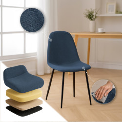 Silla de comedor Napier de tela azul oscuro
